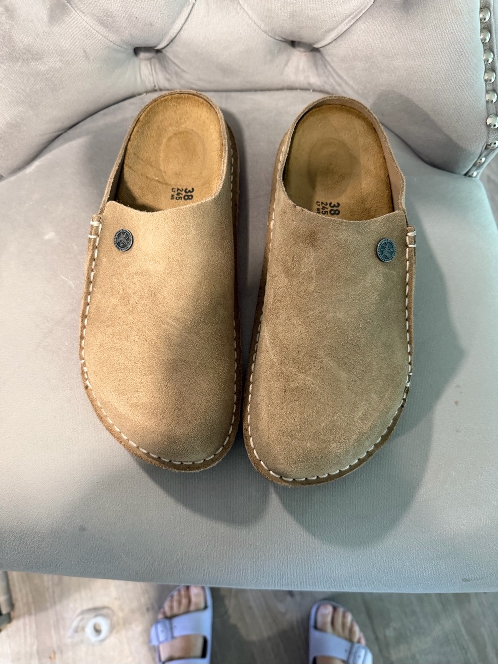Birkenstock Suede Slip-On Clog in Tan